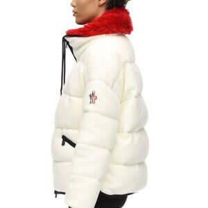 Moncler Polar Tech Recycled Fur Down Jacket In White